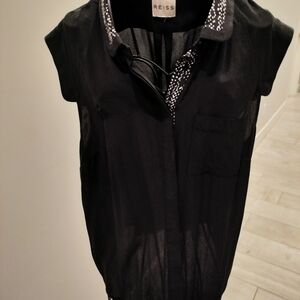 Reiss Black Sleeveless Silk Women's Top